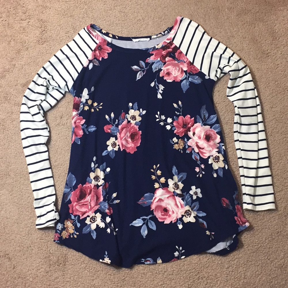 Floral & Stripped Boutique Shirt